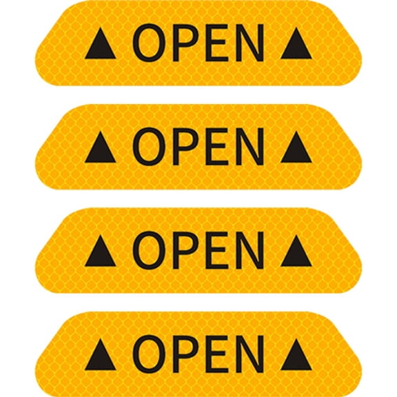 Hzzsbu 4PCS Yellow Reflective Car Door Open Stickers, Universal Safety Warning Decals for Auto Motorcycle