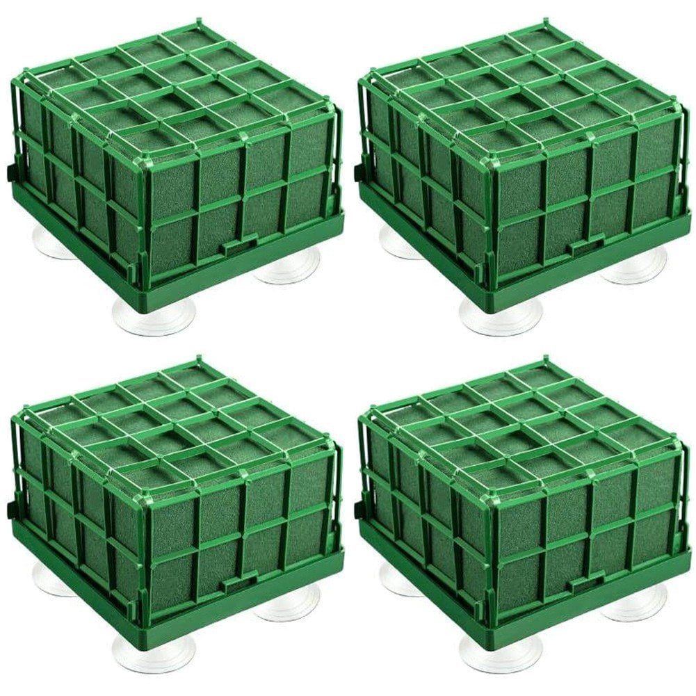 Hzzsbu 4Pcs Floral Foam Blocks Floral Foam Cage for Flower Arranging Dry Florist Foam Bricks, Flower Arranging Foam for Wedding Party, Home Garden Decoration