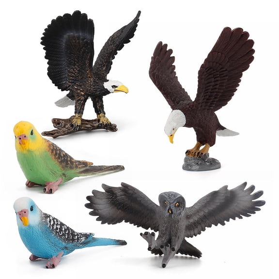 Hzzsbu 5 Pcs Realistic Bird Figurines Set, Including Bald Eagles & Owl, Fun Animal Model Educational Gifts Christmas Home Table Decorations