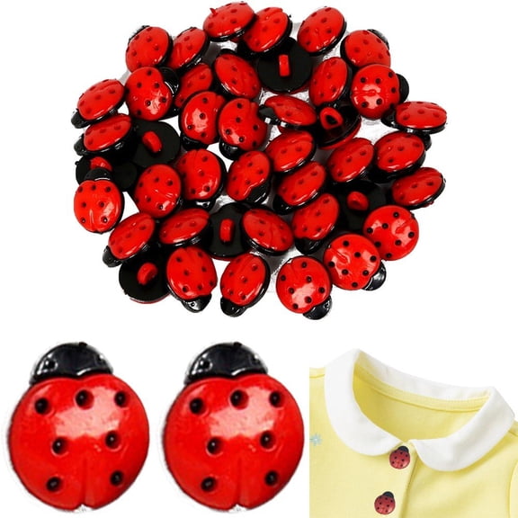 Hzzsbu 50Pcs Plastic Ladybug Plastic Buttons Sewing Crafts DIY Sewing Buttons Sewing Craft Scrapbooking