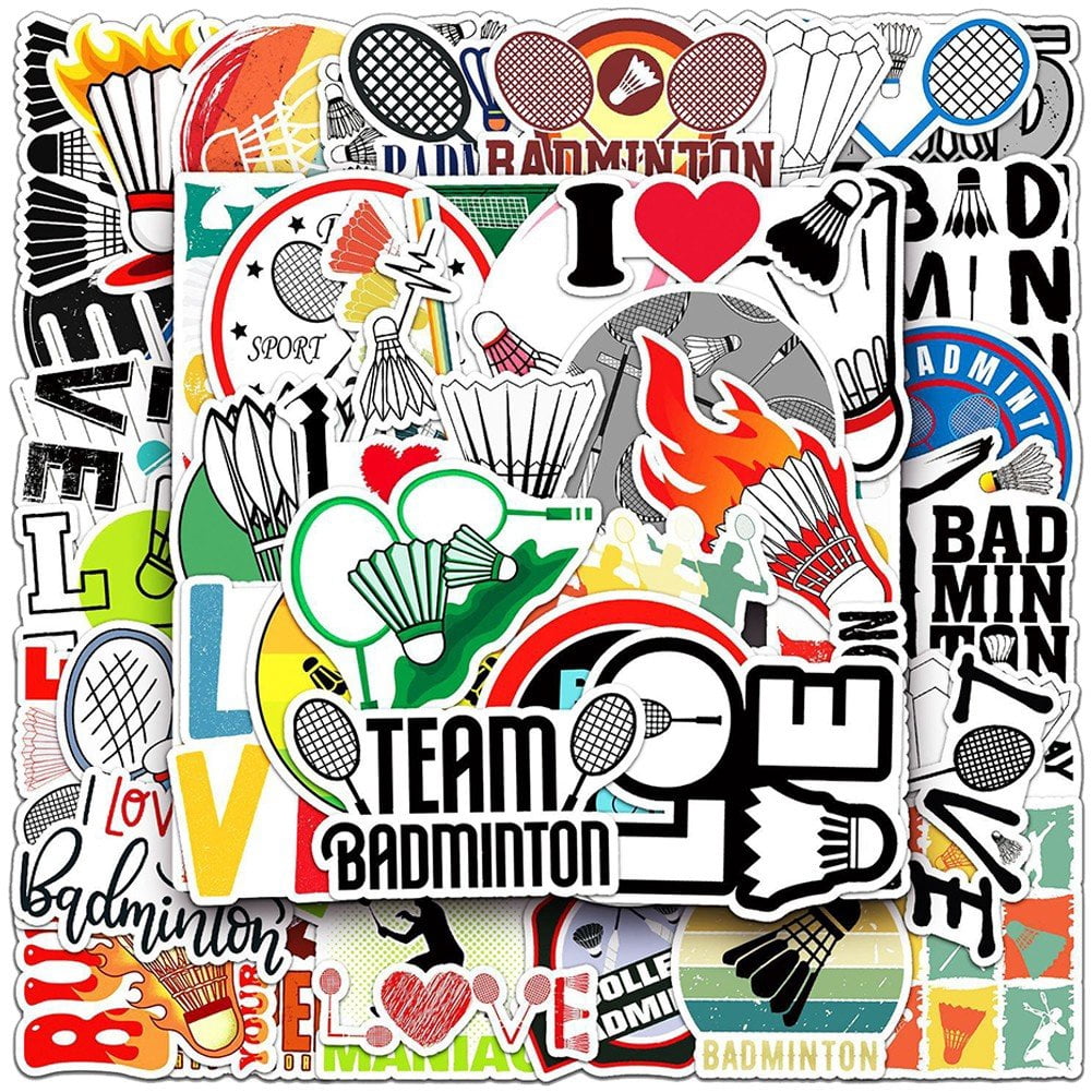 Hzzsbu 50pcs Badminton Sport Aesthetic Stickers Waterproof PVC Graffiti ...