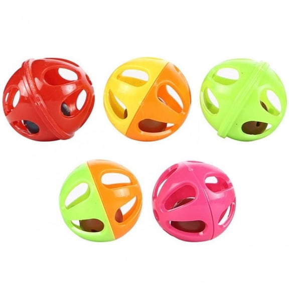 Hzzsbu 5Pcs/Set Cat Bell Ball Toy Plastic Playing Ball Tinkle Bell Chasing Ball Vocal with Small Bell Cat Products
