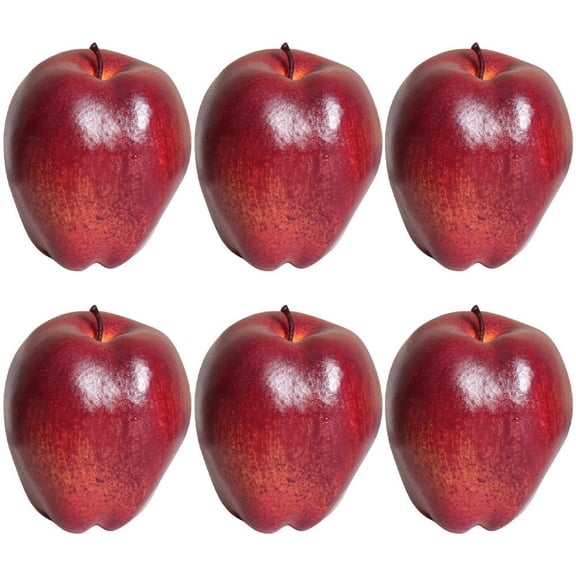 Hzzsbu 6Pcs Simulation Artificial Lifelike Fake Dark Red Apple Red Delicious Apples Set Fake Fruit for Home House Kitchen Wedding Party Decoration Photography