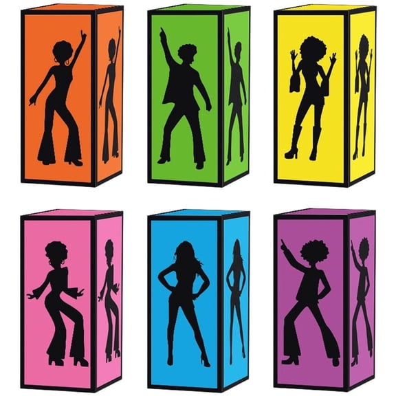 Hzzsbu 6pcs Disco Box Retro Desktop Decoration Table Paper Centerpiece for Dance Lovers Night Party