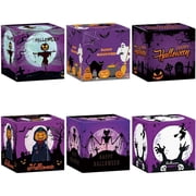 Hzzsbu 6 Pack Paper Gift Boxes, Pumpkin Ghost Witch Pattern Candy Snack Packaging Boxes for Holiday Table Decor