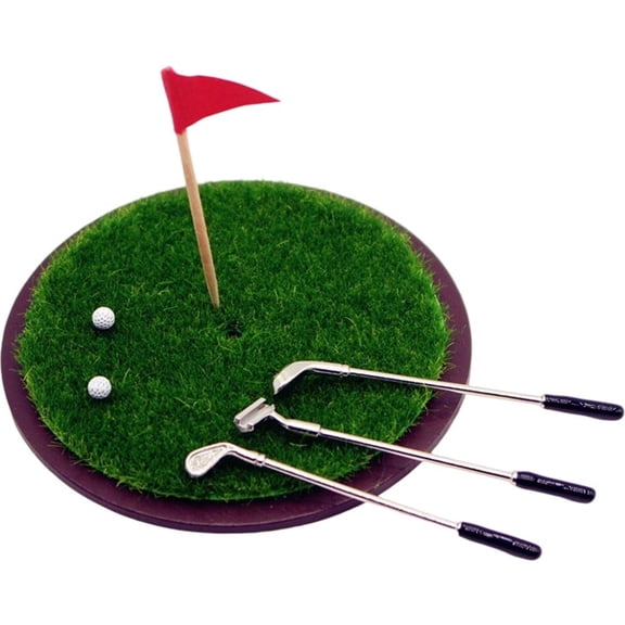 Hzzsbu 7Pcs/Set Dollhouse Mini Golf Club Grassland Model Set Simulation Sports Miniature Scene Prop Model Doll House Accessories