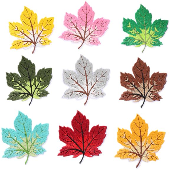Hzzsbu 9 Pcs Colorful Maple Leaves Embroidery Patches Iron On Patches Sew On Applique Patch Autumn Fall Leaf Appliques for Clothes Jackets Jeans Dress Hat