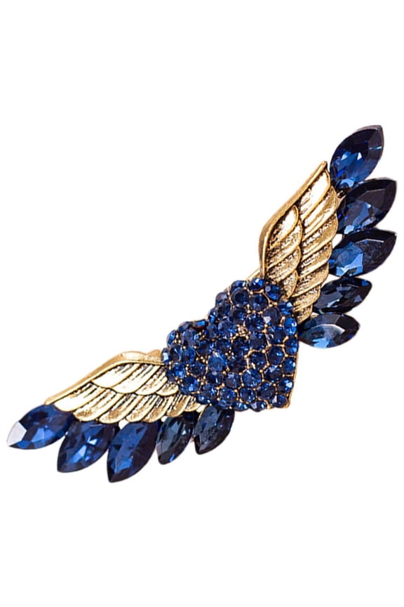 Angel Wings Brooch Pins Sparkling Crystal Heart Badge Pin Metal Rhinestones Lapel Pin Coat Badges Pendants Jewelry Gift