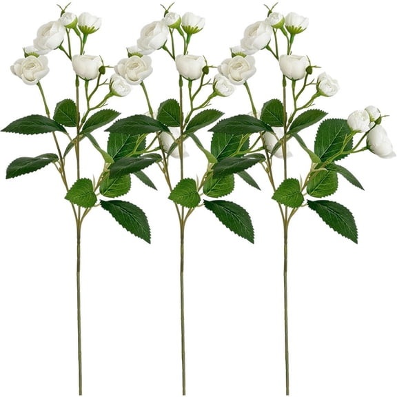 Hzzsbu Artificial Camellia Flowers 3pcs Faux Floral Table Centerpieces Spring Fake Flower Bouquet Wedding Party Decor
