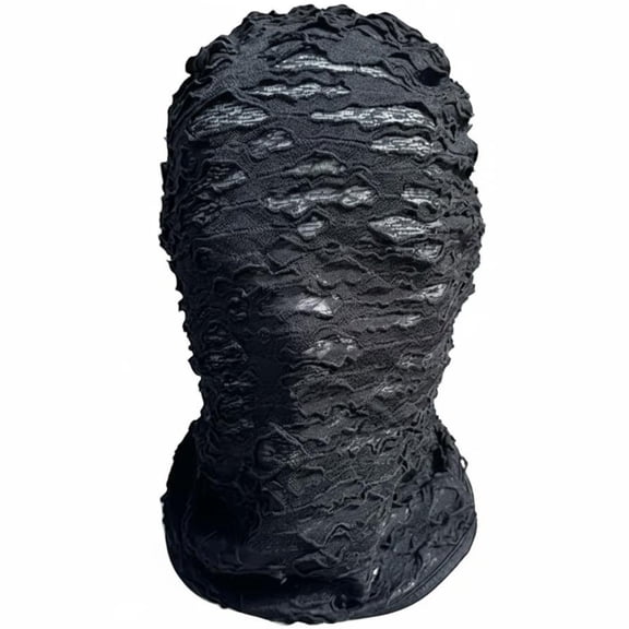 Hzzsbu Balaclava Ski Face Mask, Gothic Punk Distressed Ripped Face Mask Windproof Full Face Neck Warmer for Motorcycle Cycling