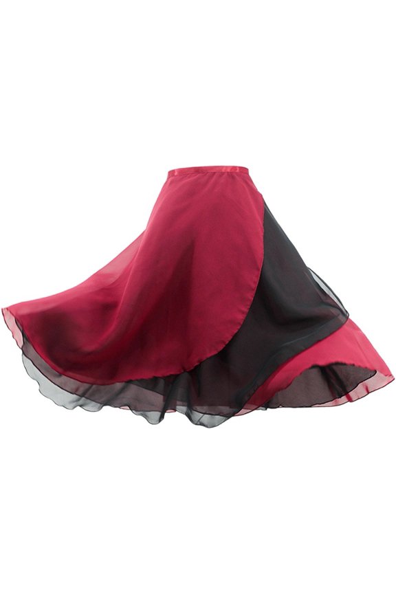 Ballet Wrap Skirt For Women Adult Double Layer Chiffon Dance Practice Skirt With Tie Waist Midi Length