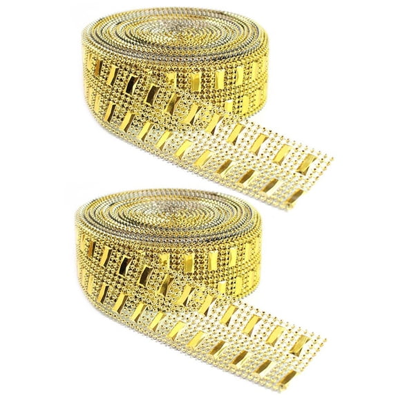 Hzzsbu Bling Diamond Mesh Roll Sparkle Plastic Rhinestone Ribbon Crystal Ribbons Tulle DIY Crafts Decoration for Birthday Wedding