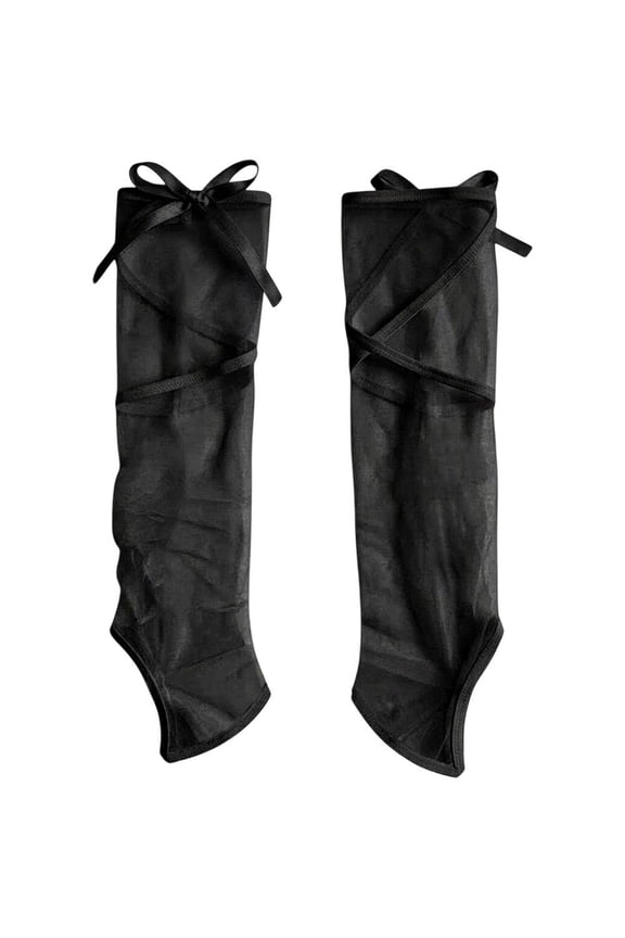 Breathable Mesh Leg Warmers Black with Straps