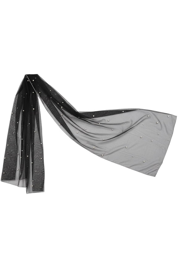 Bridal Pearl Tulle Shawl,Wedding Cape Wrap Women Detachable Shoulder Cover Evening Scarf Mesh Bolero Bride Accessories