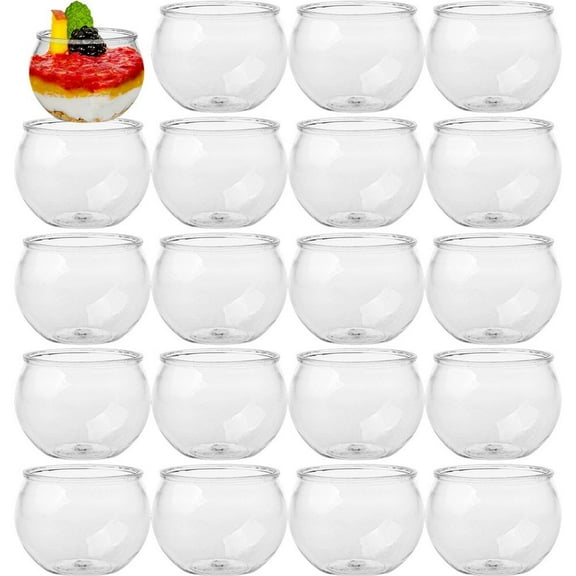 Hzzsbu Clear Dessert Cups, 20-pack Round Pudding Containers for Mousse Ice Cream Cheesecake Serving