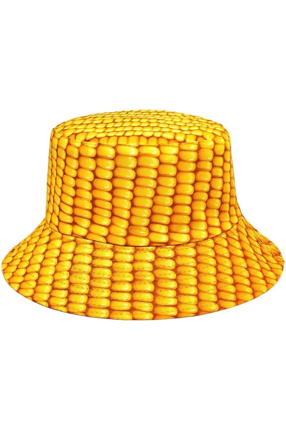Corn Food Bucket Hat - Funny Gifts for Men Women, Novelty Summer Fisherman Cap for Beach Sun Protection, Unisex Packable Sun Hat