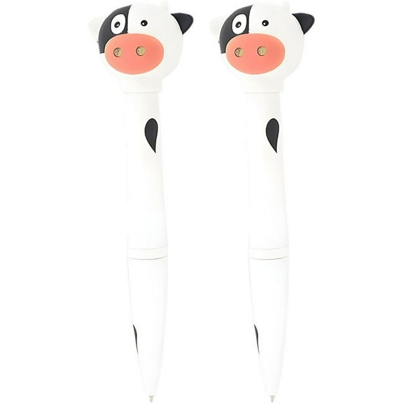 Hzzsbu Cow Pen with Mooing Sound and Led Light, 2-pack Novelty Cow Print Pens for Gifts and Fun