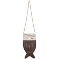 thumbnail image 1 of Hzzsbu Cute Fish Shape Crossbody Bag, Hollow Woven Leather Drawstring Shoulder Purse, 1 of 7