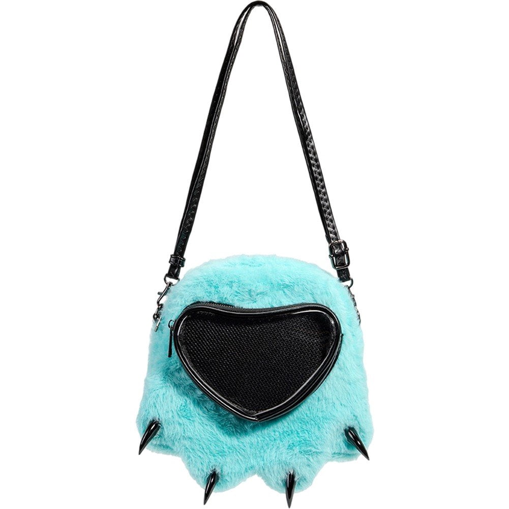Hzzsbu Cute Paw Shape Plush Ita Bag Crossbody Sling Bag with Display Insert for Women