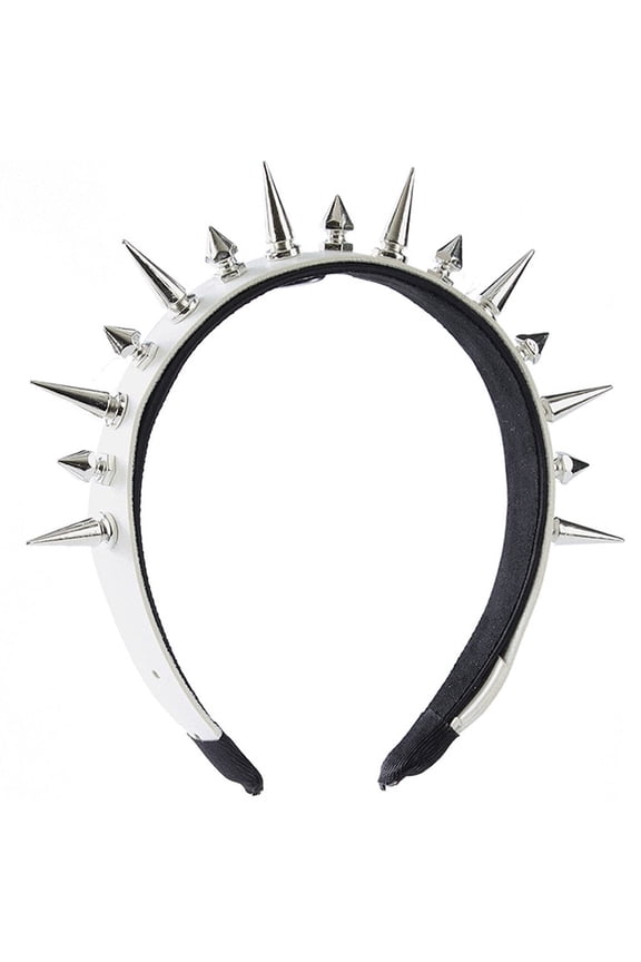 Dark Punk Studded Headband Gothic Spiked Hairband Halloween Hair Accessory for Steampunk Themed Party