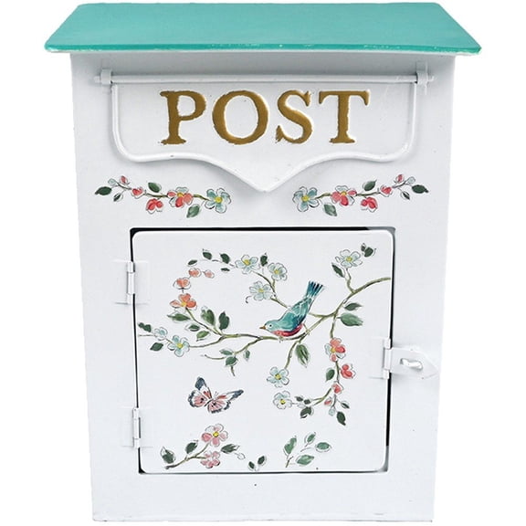 Hzzsbu Farmhouse Wall Mounted Mailbox Metal Material Bird Pattern Post Box Leaving Message Mailbox Outdoor Garden Decoration