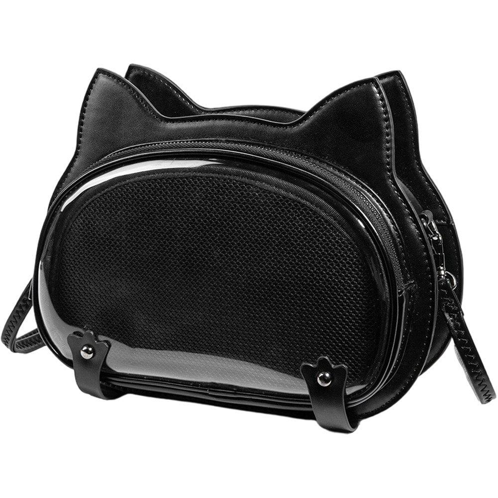 Hzzsbu Fashion Cat Ear Design Crossbody Bag Ita Messenger Bag Cute Transparent Shoulder Bag Sweet Cool Ita Bag for Women