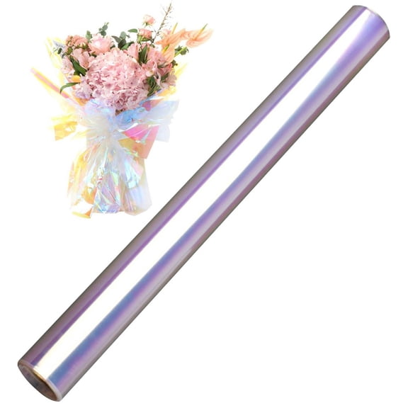 Hzzsbu Flower Wrapping Paper, Rainbow Clear Cellophane Wrap Film Gift Bouquet Waterproof Wrapping Paper for Gift Flower DIY Crafts
