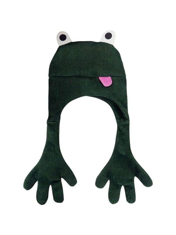 Funny Frog Plush Hat, Long Leg Animal Cap with Ear Warmer for Winter