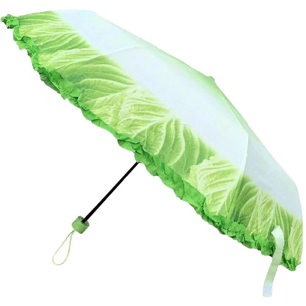 Hzzsbu Funny Vegetable Umbrella Portable Cabbage Pattern Umbrella Folding Lettuce Pattern Umbrellas Windproof Anti UV Umbrella for Travel