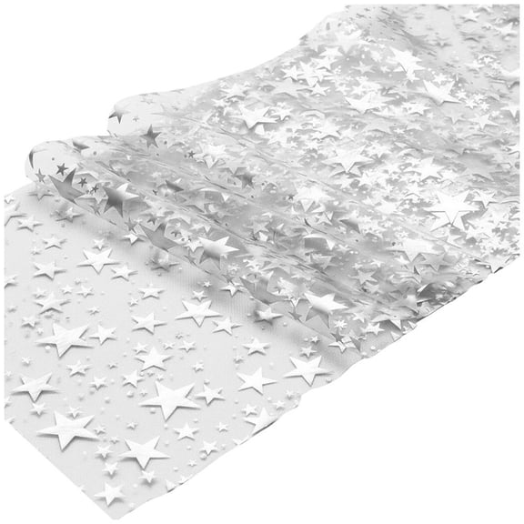 Hzzsbu Gold Silver Star Glitter Metallic Table Runner Bling Star Table Cloths Runner Thin Mesh Metallic Roll Table Runner Roll for Home Weddings Party Banquets