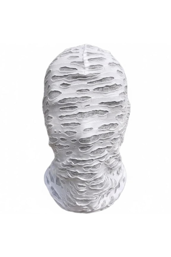 Gothic Punk Distressed Balaclava Ski Face Mask White Windproof Full Face Neck Warmer for Motorcycle Cycling
