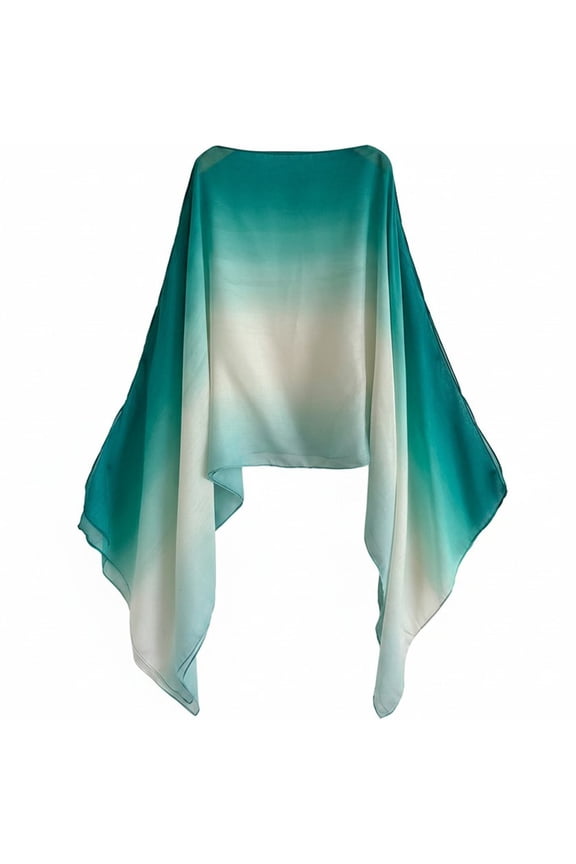 Gradient Sun Chiffon Cape UV Protection Sheer Wrap for Women