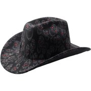 Hzzsbu Halloween Cow Hat for Men Women, Western Cow Skull Cow Hat Wide Brim Retro Skull Jazz Fedora Trilby Hat Accessory