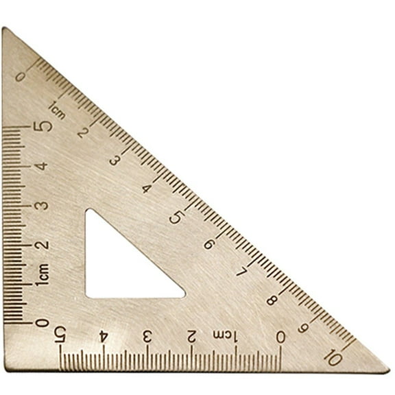 Hzzsbu Isosceles Brass Triangle Ruler for Cartography & Drafting, Geometric Measuring Tool and Metal Bookmark