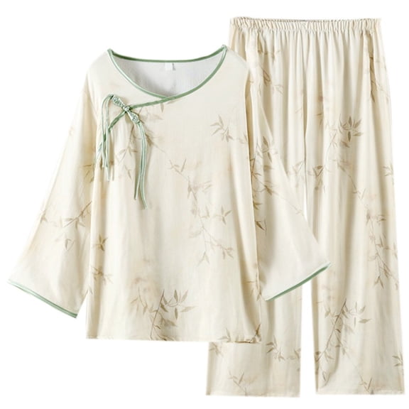 Hzzsbu Japanese Style Kimono Robe for Women Pure Cotton Gauze Mid-Length Bathrobe Sleepwear Loungewear Embroidered Hanfu Inspired Sauna Spa Cover Up