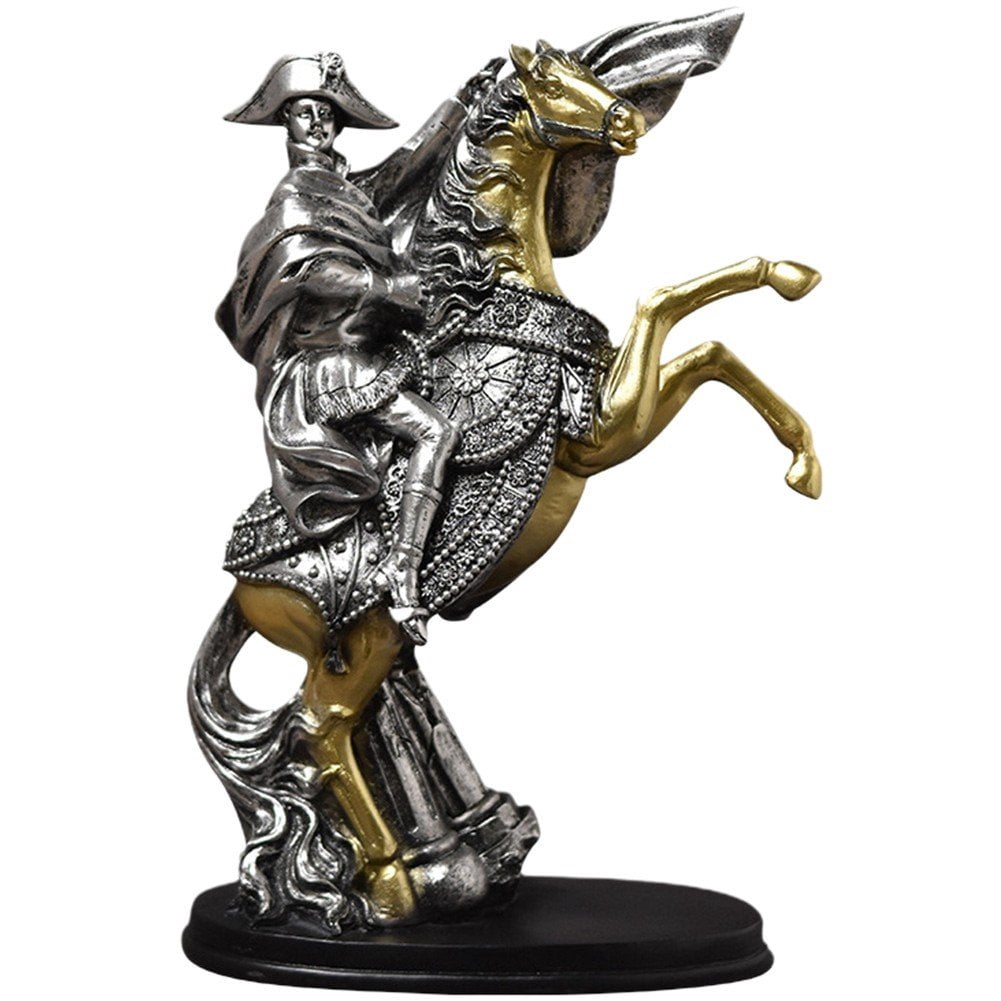 Hzzsbu Knight Statue Decoration Resin Napoleon Knight Equestrian Ornament Figurine For Indoor Desktop Office Bookshelf Decoration