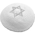 thumbnail image 1 of Hzzsbu Knitted Kippah with Star of David Embroidery for Men, Jewish Kippot Cap, 1 of 7