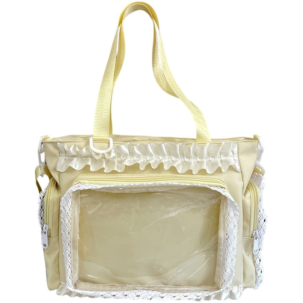 Hzzsbu Lace Bow Ita Bag Transparent Pin Display Crossbody
