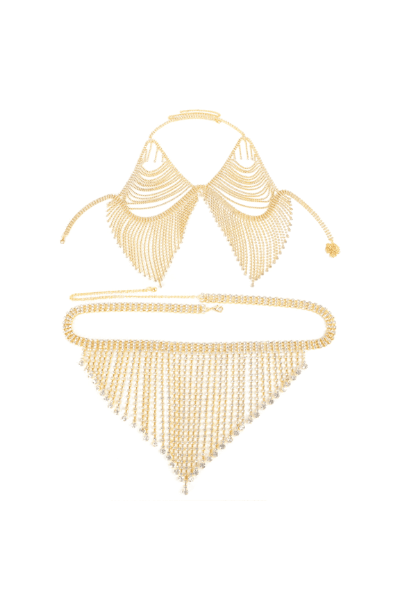 Lady Rhinestone Tassel Bra Jewelry Bikini Bra Blingbling Shiny Full Diamonds Brassiere Chain Nightclub Beach