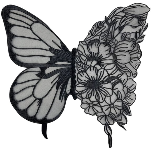Hzzsbu Large Butterfly Embroidery Appliques Lace Fabric Clothes Patches For Wedding Dress Bridesmaid DIY Decor