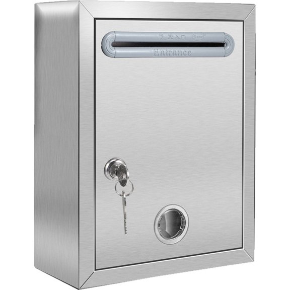 Hzzsbu Mailbox with Lockes Vintage Hanging Letter Post Container Lockable Letterbox Stainless Steel Locking Storage Bins Office