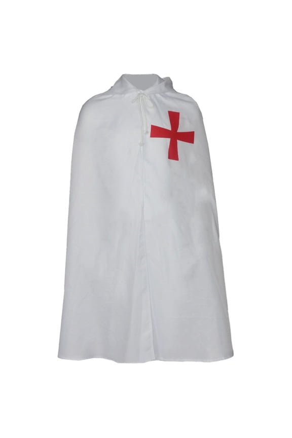 Medieval Templar Knight White Cloak Full Length Hooded Cape