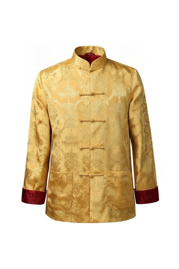 Men's XXL Chinese Tang Suit Jacket, Reversible Long Sleeve Traditional Coat Top