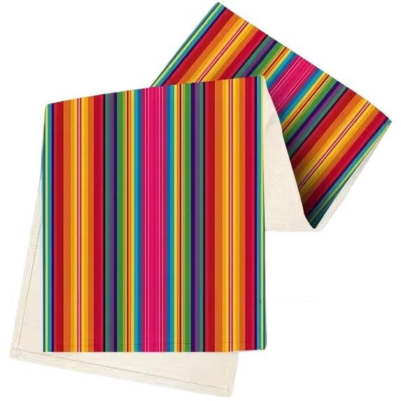 Hzzsbu Mexican Style Linen Table Runners Mexican Fiesta Party Colorful Striped Table Runners Kitchen Dining Table Decor