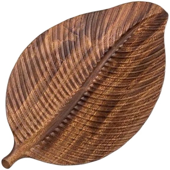 Hzzsbu Natural Wood Leaf Shape Serving Tray, Decorative Refreshment Tray for Fruit Dessert Snack Bread