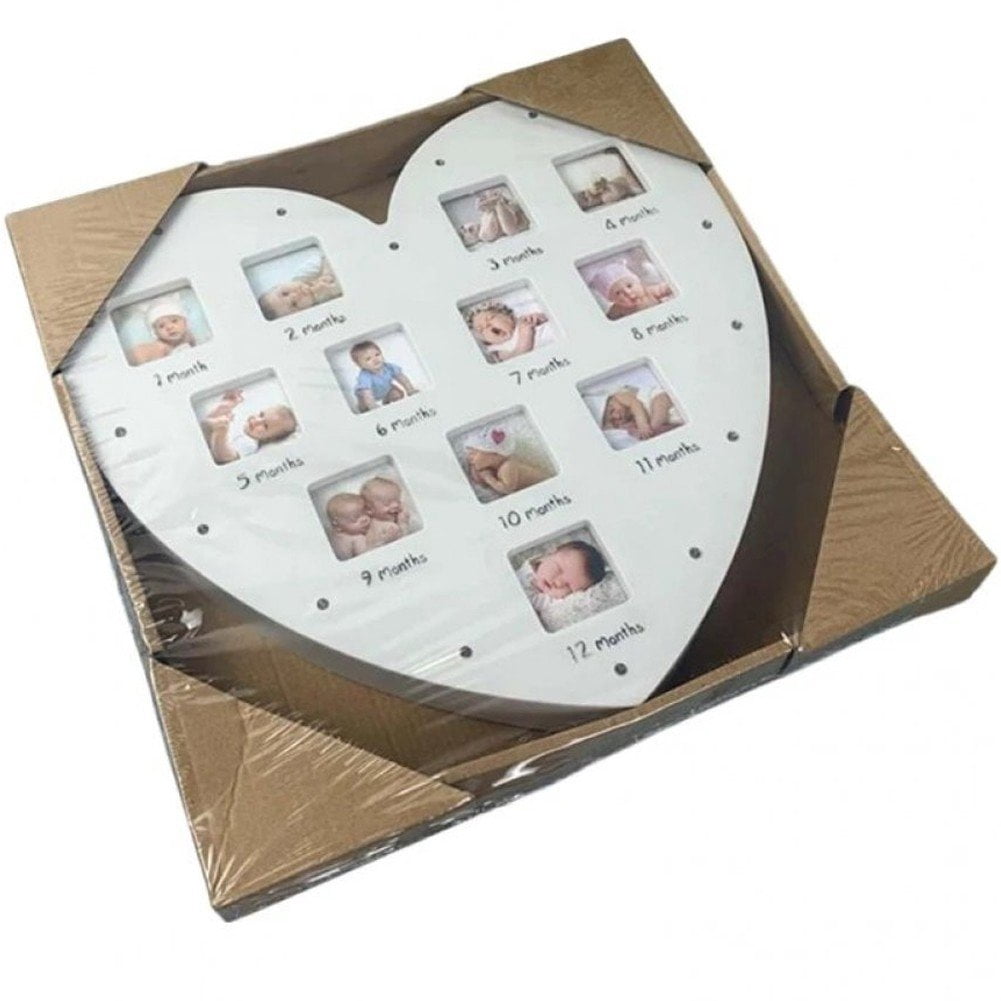 Our First Hello Photo Frame Hzzsbu Newborn First Year LED Photo Frame, 0-12 Month Monthly Milestone ...