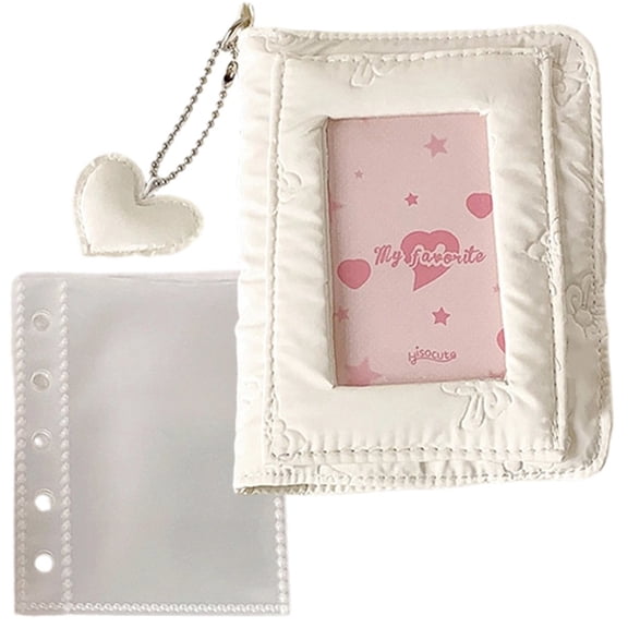 Hzzsbu Photo Binder Album,Mini Photocard Holder Book with Lovely Pendant, Bow Chasing Album Loose-leaf Photo Album for Photo Picture Collection
