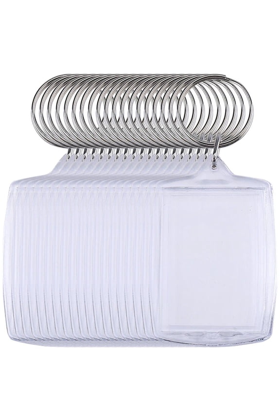 Photo Keyring 100 Pieces Blank Insert Keychain Acrylic Clear Photo Key Rings with Split Ring for Crafting Gift for Family Friends Photo