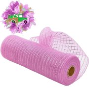 Hzzsbu Pink Deco Mesh Ribbon Roll 10 Inch Cuttable Decorative Mesh for DIY Crafts Wreath