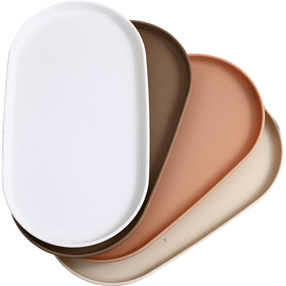 Hzzsbu Plastic Serving Tray, 4 Pcs Oval Serving Platters Dishes for Party, Reusable Serving Tray for Snacks, Food, Cookies